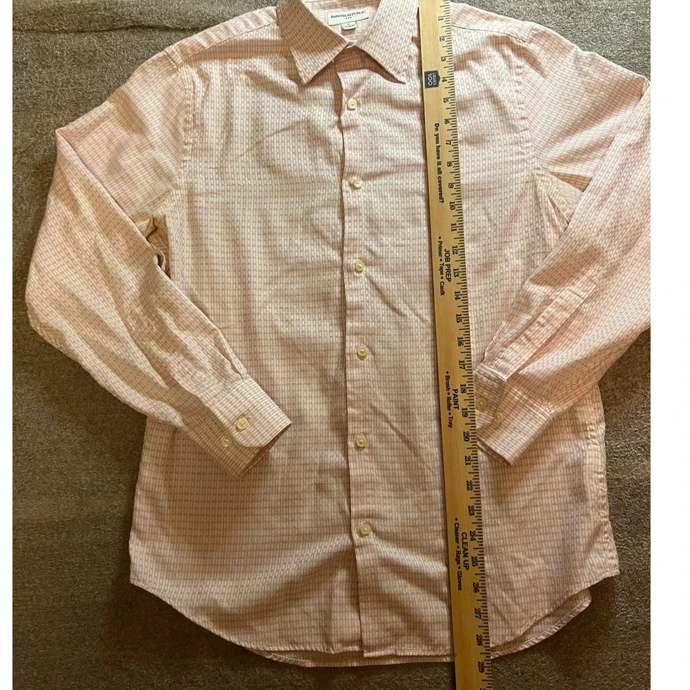 Banana Republic Mens Small Red White Grid Button Down Shirt 100% Cotton Fall 09